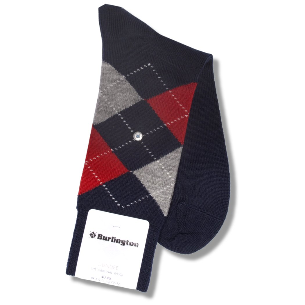 Original Burlington Dundee Pair of Wool Argyle Ankle Socks 6.5 11